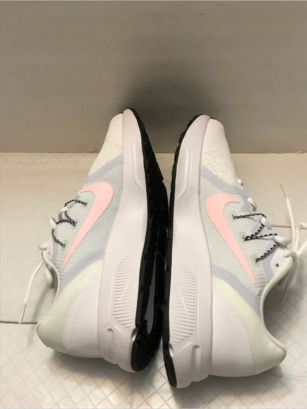 Nike White Sneakers with Pink Insole and pink Swoosh
